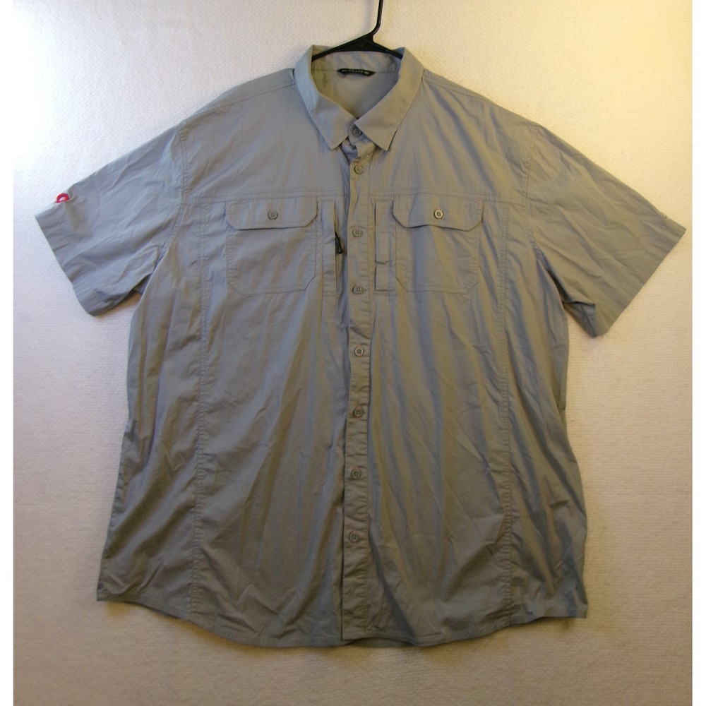 Drake Waterfowl Mens 2XL Gray Short Sleeve Vented Fishing‎ Shirt